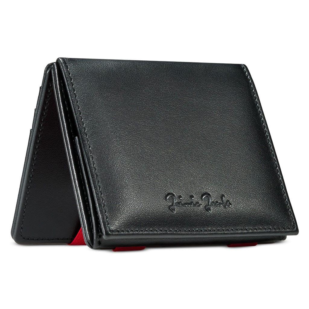 Jaimie Jacobs Geldbeutel Portemonnaie Black with Red Flap Boy - Magic Wallet with Coin Pocket Flap Boy Magic Wallet with Coin Pocket Genuine Leather