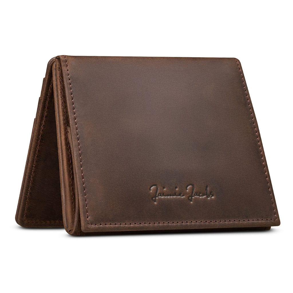 Jaimie Jacobs Geldbeutel Portemonnaie Buffalo Leather Dark Brown Flap Boy - Magic Wallet with Coin Pocket Flap Boy Magic Wallet with Coin Pocket Genuine Leather