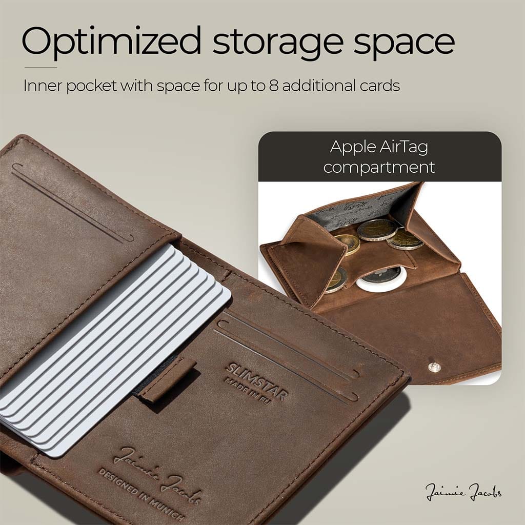 Jaimie Jacobs Geldbeutel Portemonnaie Slimstar AirTag-Edition slim wallet with large coin pocket Slimstar AirTag Edition slim wallet with big coin pocket