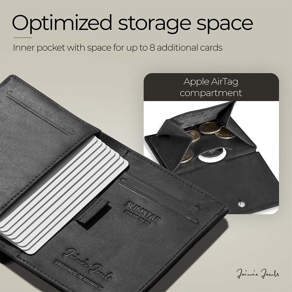 Jaimie Jacobs Geldbeutel Portemonnaie Slimstar AirTag-Edition slim wallet with large coin pocket Slimstar AirTag Edition slim wallet with big coin pocket