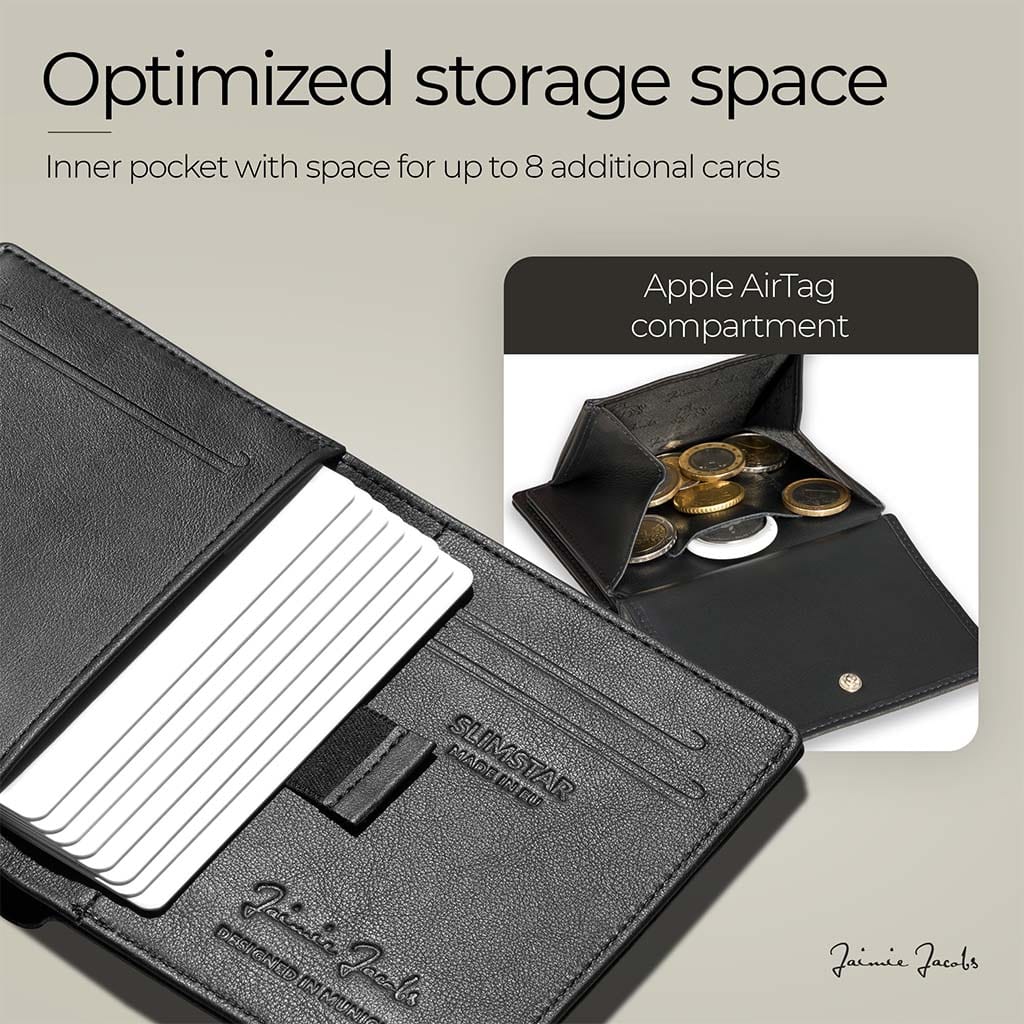 Jaimie Jacobs Geldbeutel Portemonnaie Slimstar AirTag-Edition slim wallet with large coin pocket Slimstar AirTag Edition slim wallet with big coin pocket