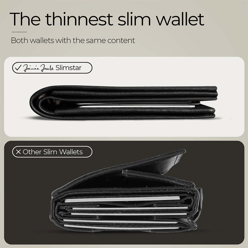 Jaimie Jacobs Geldbeutel Portemonnaie Vegan Black Slimstar vegan - slim wallet with large coin pocket Slimstar slim wallet with big coin pocket