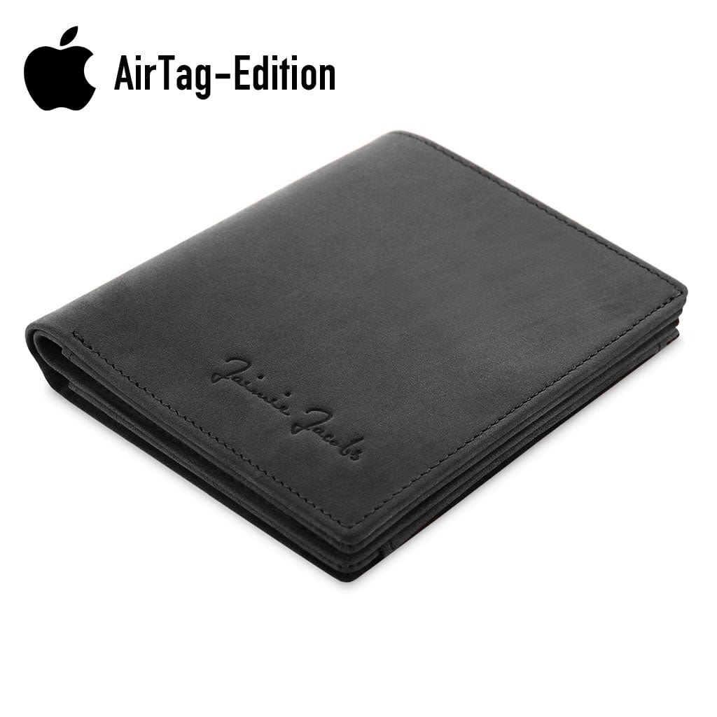 Jaimie Jacobs Geldbeutel Portemonnaie Buffalo Leather Black Slimstar AirTag-Edition slim wallet with large coin pocket Slimstar AirTag Edition slim wallet with big coin pocket