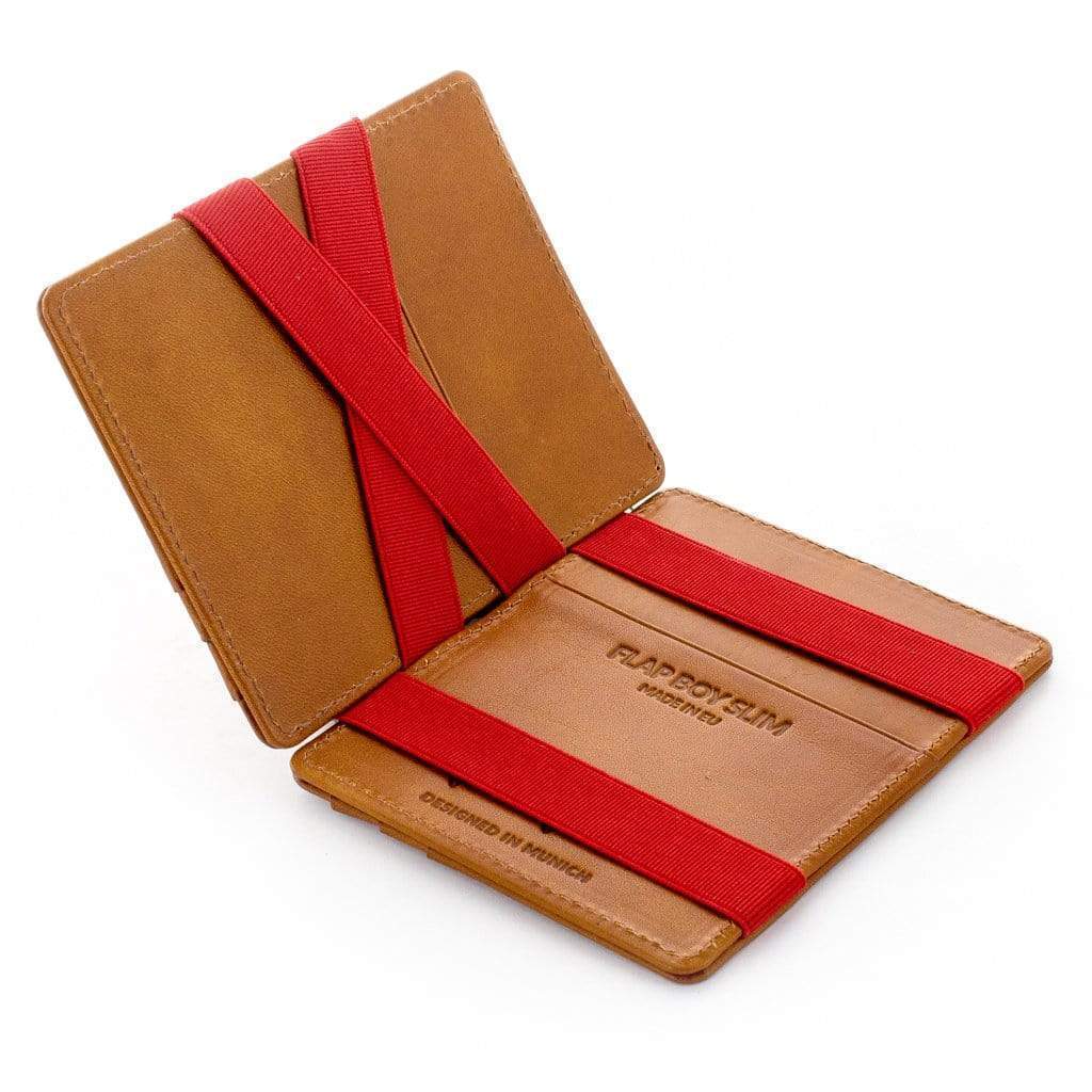 Jaimie Jacobs Geldbeutel Cognac with Red Flap Boy Slim - Magic Wallet without Coin Pocket jamy jamie jami jakobs