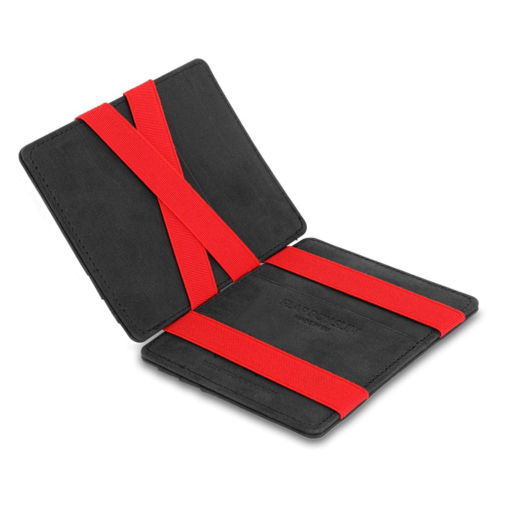 Jaimie Jacobs Geldbeutel Portemonnaie Buffalo Leather Black with Red Flap Boy Slim - Magic Wallet without Coin Pocket - Limited Edition Flap Boy Slim Limited Edition Magic Wallet without coin pocket 
