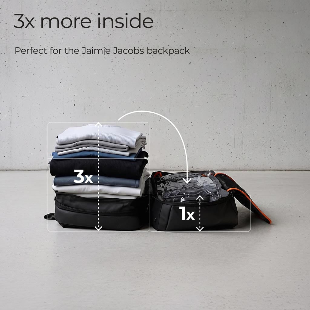 Jaimie Jacobs Vacuum Bag 2.0 - compatible with backpack Vacuum Bag for Travel Space-Saving & Backpack Compatible