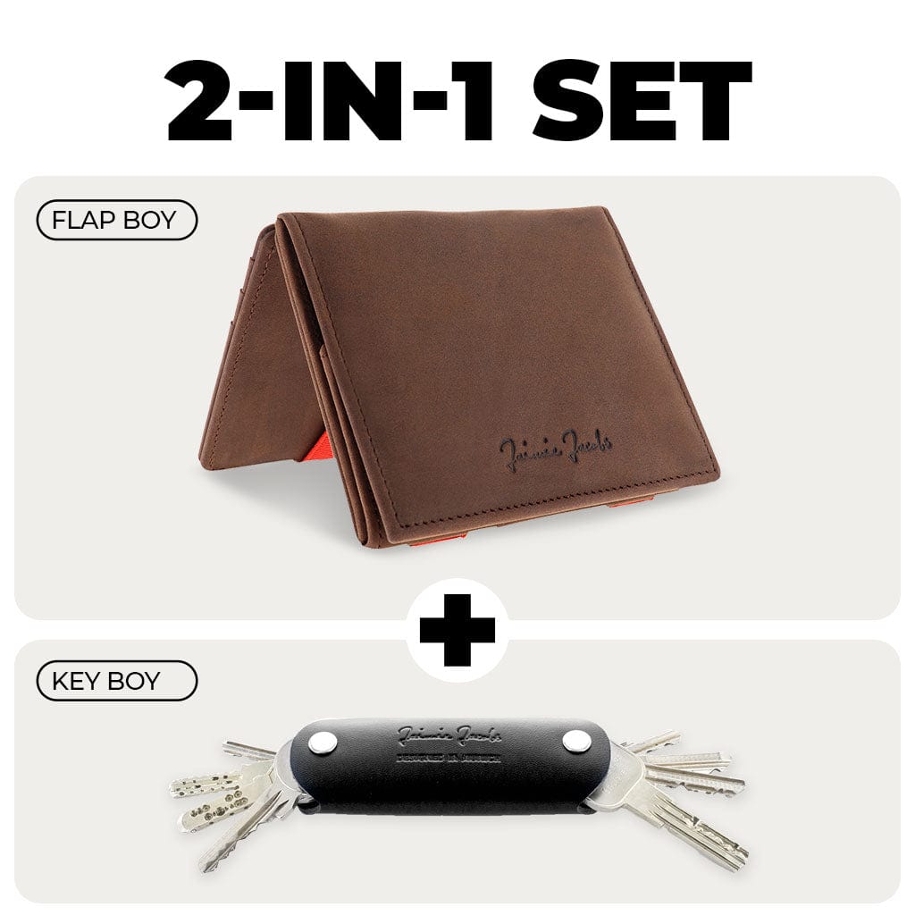 Jaimie Jacobs Buffalo Leather Dark Brown with Red Flap Boy Magic Wallet + Key Boy Bundle Flap Boy Magic Wallet + Key Boy Bundle - exclusive savings