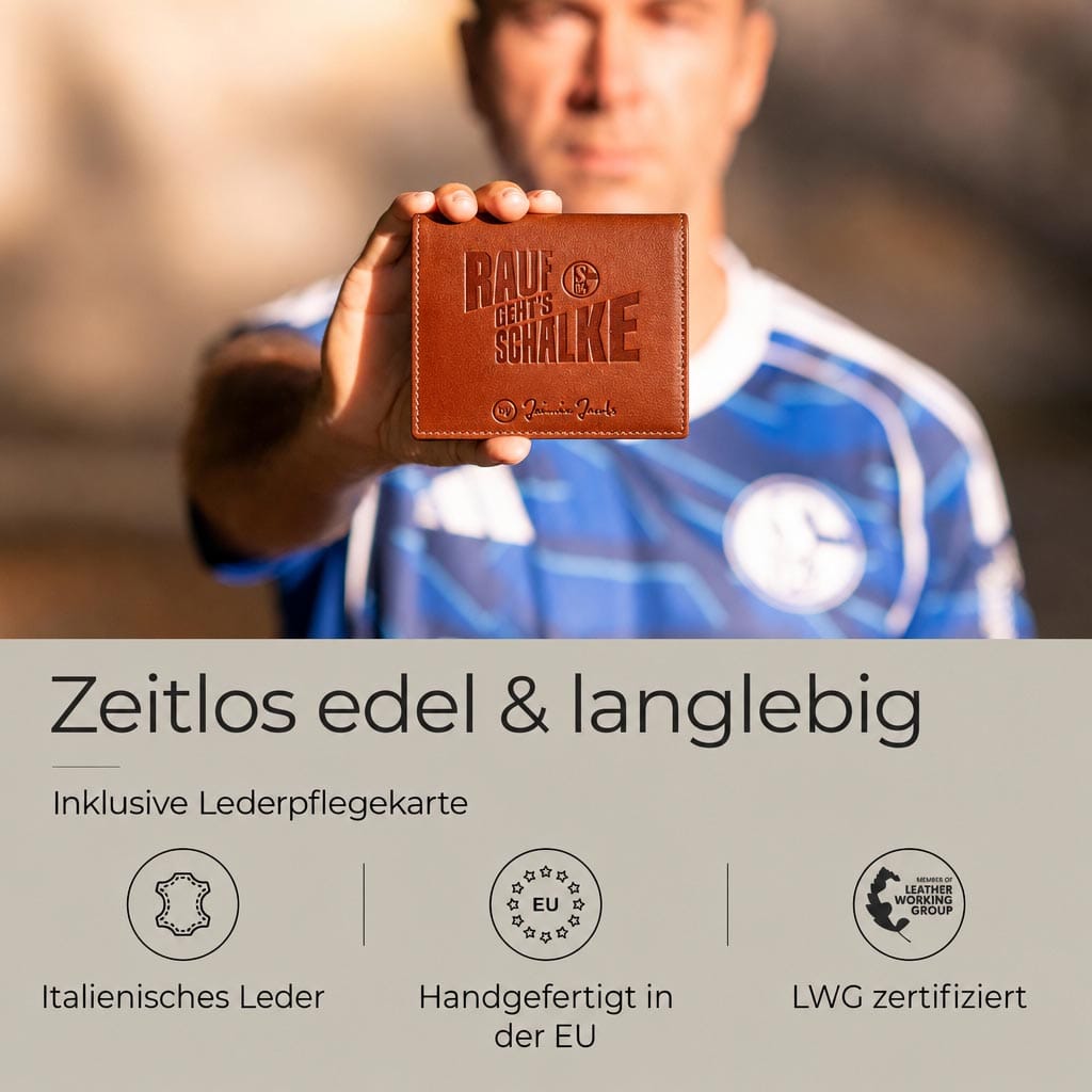 Jaimie Jacobs Geldbeutel Portemonnaie Dark Brown with Blue Flap Boy FC Schalke 04 Aufstiegs-Edition - Magic Wallet with Coin Pocket Flap Boy FC Schalke 04 Edition Magic Wallet