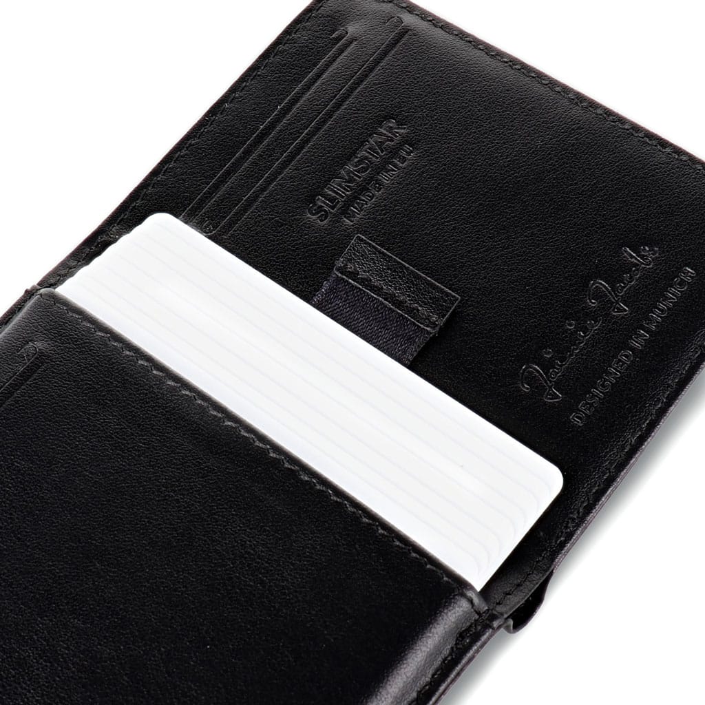 Jaimie Jacobs Geldbeutel Portemonnaie Perforated Leather Black Slimstar Limited Edition - slim wallet with large coin pocket Slimstar Limted Edition slim wallet with big coin pocket