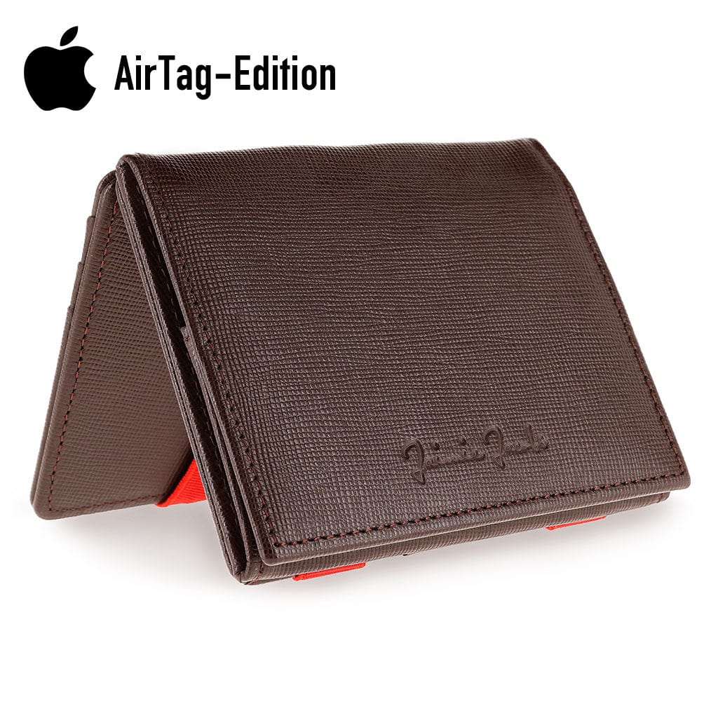 Jaimie Jacobs Geldbeutel Saffiano Brown with Red Flap Boy AirTag-Edition - Magic Wallet with Coin Pocket jamy jamie jami jakobs